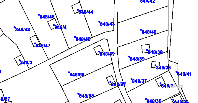 Parcela st. 848/89 v KÚ Ruprechtice, Katastrální mapa
