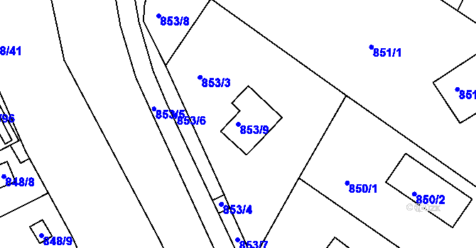 Parcela st. 853/9 v KÚ Ruprechtice, Katastrální mapa