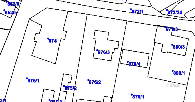 Parcela st. 876/3 v KÚ Ruprechtice, Katastrální mapa
