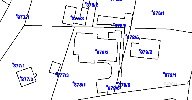 Parcela st. 878/2 v KÚ Ruprechtice, Katastrální mapa