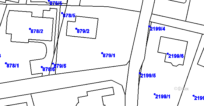 Parcela st. 879/1 v KÚ Ruprechtice, Katastrální mapa