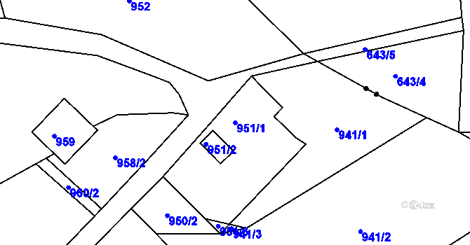 Parcela st. 951/1 v KÚ Ruprechtice, Katastrální mapa