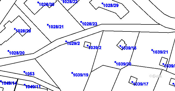 Parcela st. 1039/2 v KÚ Ruprechtice, Katastrální mapa