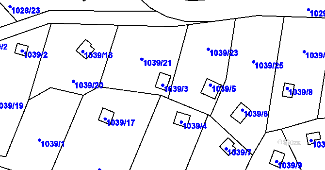 Parcela st. 1039/3 v KÚ Ruprechtice, Katastrální mapa