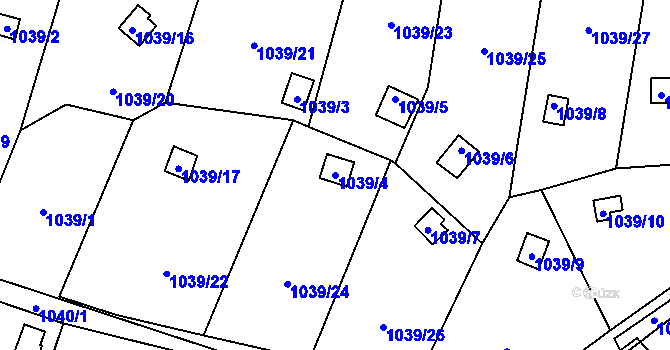 Parcela st. 1039/4 v KÚ Ruprechtice, Katastrální mapa