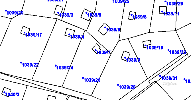Parcela st. 1039/7 v KÚ Ruprechtice, Katastrální mapa
