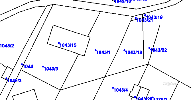 Parcela st. 1043/1 v KÚ Ruprechtice, Katastrální mapa