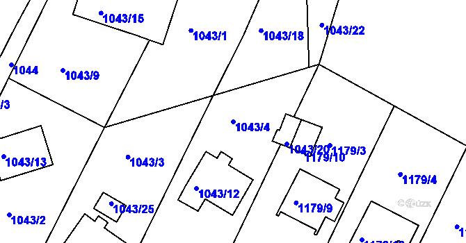 Parcela st. 1043/4 v KÚ Ruprechtice, Katastrální mapa