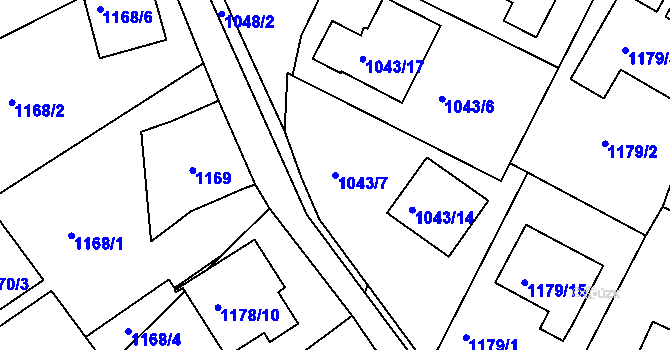 Parcela st. 1043/7 v KÚ Ruprechtice, Katastrální mapa