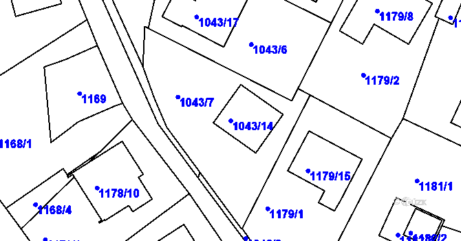 Parcela st. 1043/14 v KÚ Ruprechtice, Katastrální mapa