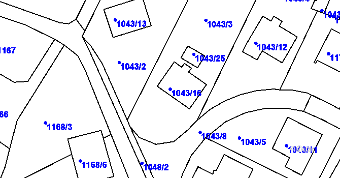 Parcela st. 1043/16 v KÚ Ruprechtice, Katastrální mapa