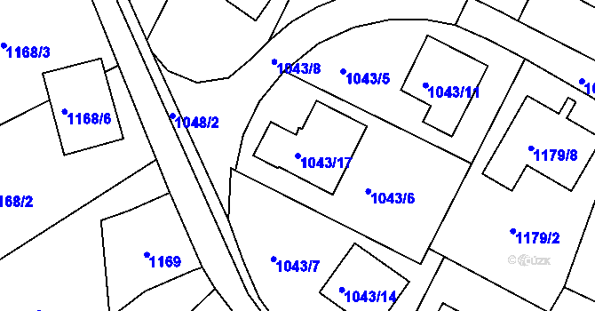 Parcela st. 1043/17 v KÚ Ruprechtice, Katastrální mapa