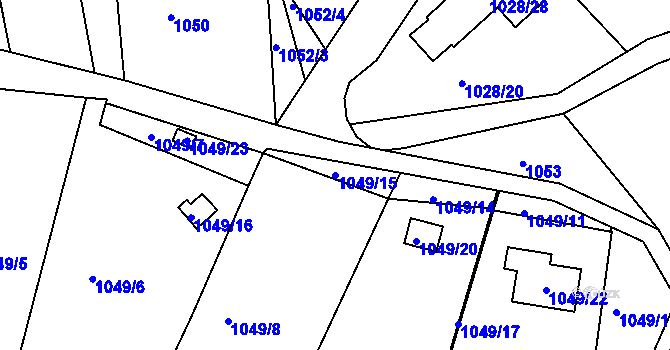 Parcela st. 1049/15 v KÚ Ruprechtice, Katastrální mapa