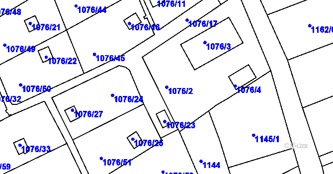 Parcela st. 1076/2 v KÚ Ruprechtice, Katastrální mapa