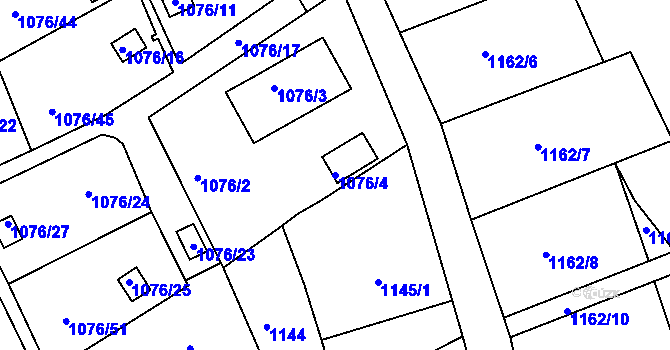 Parcela st. 1076/4 v KÚ Ruprechtice, Katastrální mapa