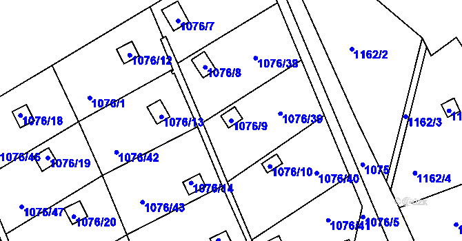 Parcela st. 1076/9 v KÚ Ruprechtice, Katastrální mapa