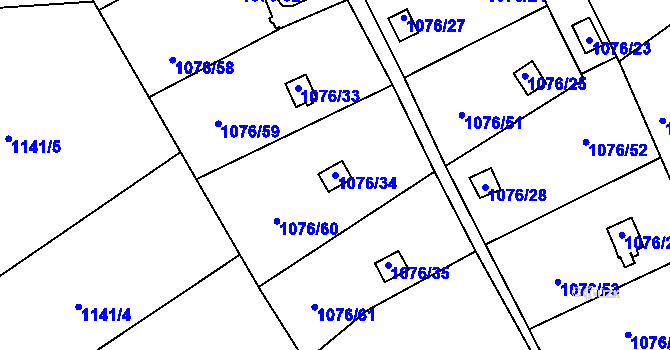 Parcela st. 1076/34 v KÚ Ruprechtice, Katastrální mapa