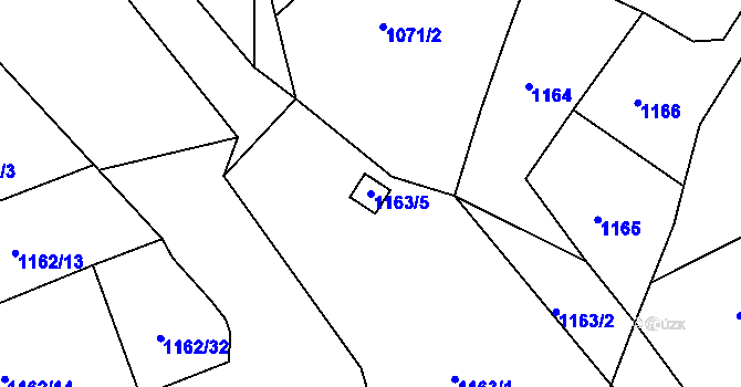Parcela st. 1163/5 v KÚ Ruprechtice, Katastrální mapa