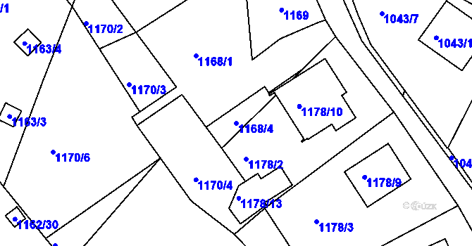 Parcela st. 1168/4 v KÚ Ruprechtice, Katastrální mapa