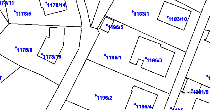 Parcela st. 1196/1 v KÚ Ruprechtice, Katastrální mapa