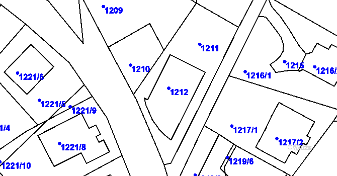 Parcela st. 1212 v KÚ Ruprechtice, Katastrální mapa