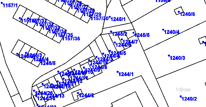 Parcela st. 1244/4 v KÚ Ruprechtice, Katastrální mapa
