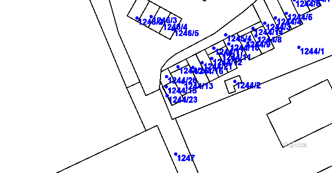 Parcela st. 1244/15 v KÚ Ruprechtice, Katastrální mapa