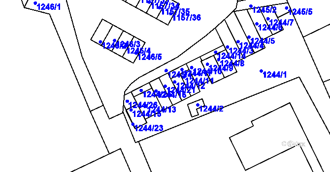 Parcela st. 1244/21 v KÚ Ruprechtice, Katastrální mapa