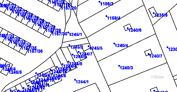 Parcela st. 1245/5 v KÚ Ruprechtice, Katastrální mapa