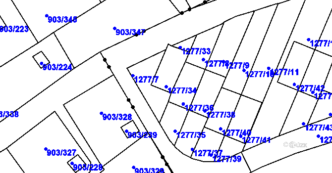 Parcela st. 1277/34 v KÚ Ruprechtice, Katastrální mapa