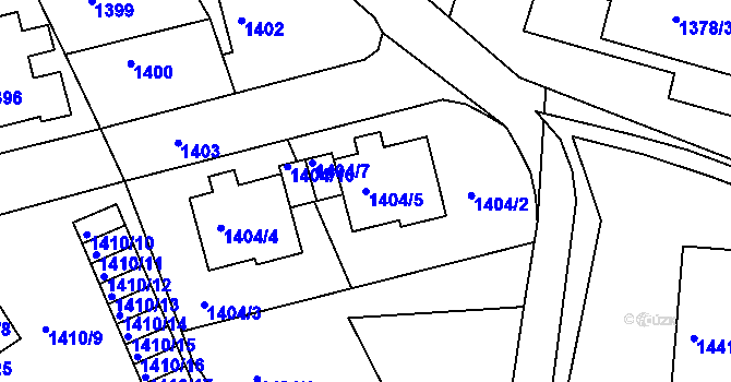 Parcela st. 1404/5 v KÚ Ruprechtice, Katastrální mapa