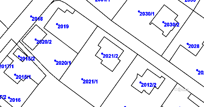 Parcela st. 2021/2 v KÚ Ruprechtice, Katastrální mapa