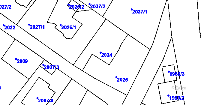 Parcela st. 2024 v KÚ Ruprechtice, Katastrální mapa