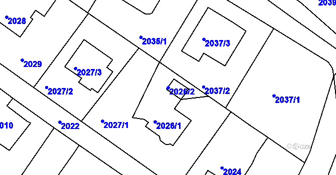 Parcela st. 2026/2 v KÚ Ruprechtice, Katastrální mapa