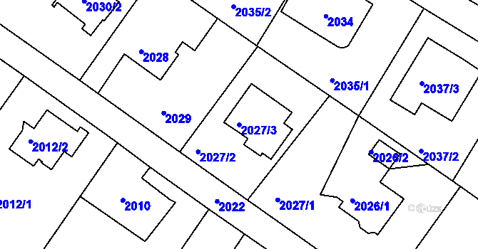 Parcela st. 2027/3 v KÚ Ruprechtice, Katastrální mapa