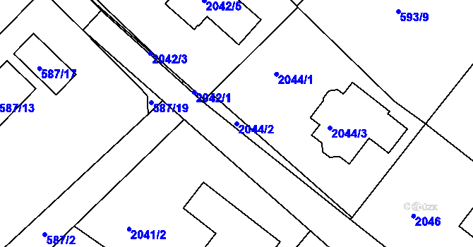 Parcela st. 2044/2 v KÚ Ruprechtice, Katastrální mapa