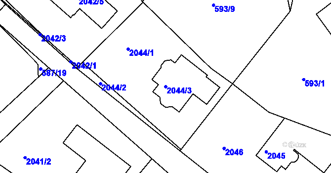 Parcela st. 2044/3 v KÚ Ruprechtice, Katastrální mapa