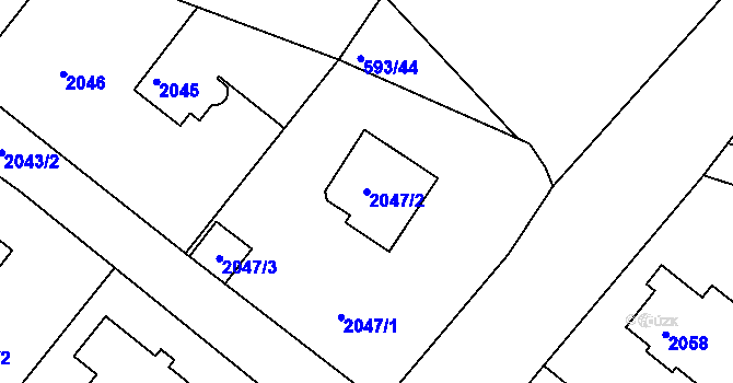 Parcela st. 2047/2 v KÚ Ruprechtice, Katastrální mapa