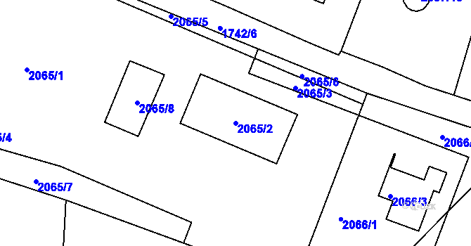 Parcela st. 2065/2 v KÚ Ruprechtice, Katastrální mapa