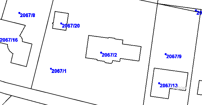 Parcela st. 2067/2 v KÚ Ruprechtice, Katastrální mapa
