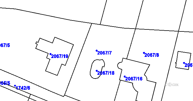 Parcela st. 2067/7 v KÚ Ruprechtice, Katastrální mapa