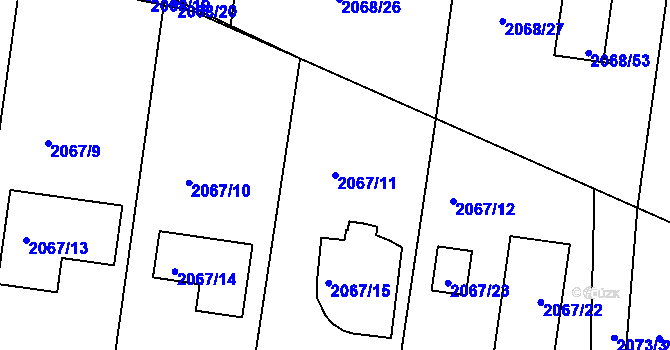 Parcela st. 2067/11 v KÚ Ruprechtice, Katastrální mapa