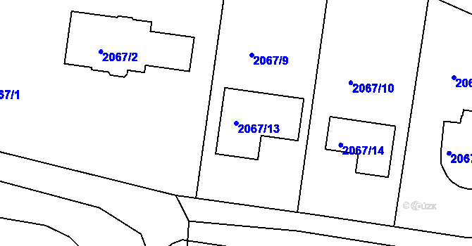 Parcela st. 2067/13 v KÚ Ruprechtice, Katastrální mapa
