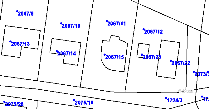 Parcela st. 2067/15 v KÚ Ruprechtice, Katastrální mapa