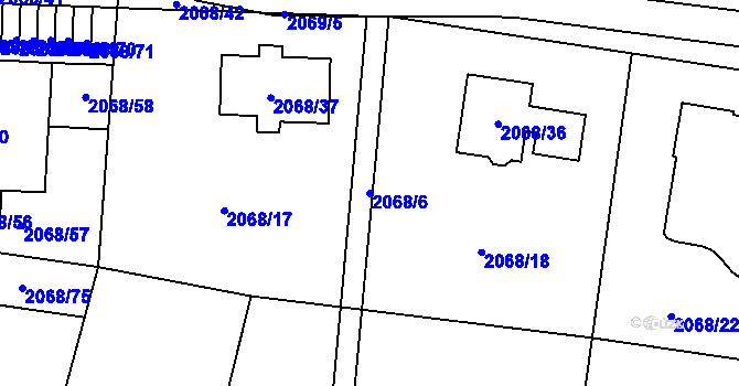 Parcela st. 2068/6 v KÚ Ruprechtice, Katastrální mapa