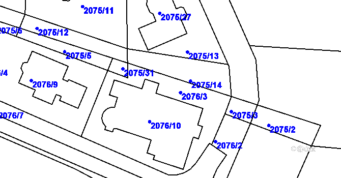 Parcela st. 2075/4 v KÚ Ruprechtice, Katastrální mapa