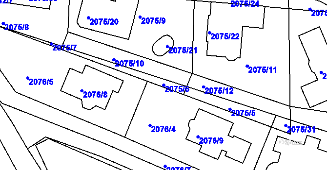 Parcela st. 2075/6 v KÚ Ruprechtice, Katastrální mapa