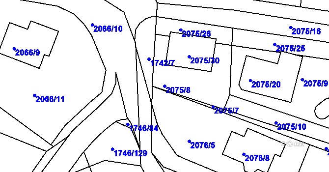 Parcela st. 2075/8 v KÚ Ruprechtice, Katastrální mapa