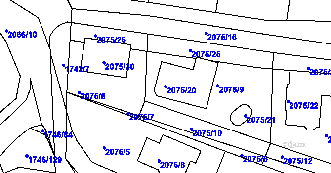 Parcela st. 2075/20 v KÚ Ruprechtice, Katastrální mapa