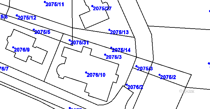 Parcela st. 2076/3 v KÚ Ruprechtice, Katastrální mapa